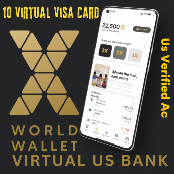 X World Wallet Digital US Bank Ac With 10 Virtual Visa Card